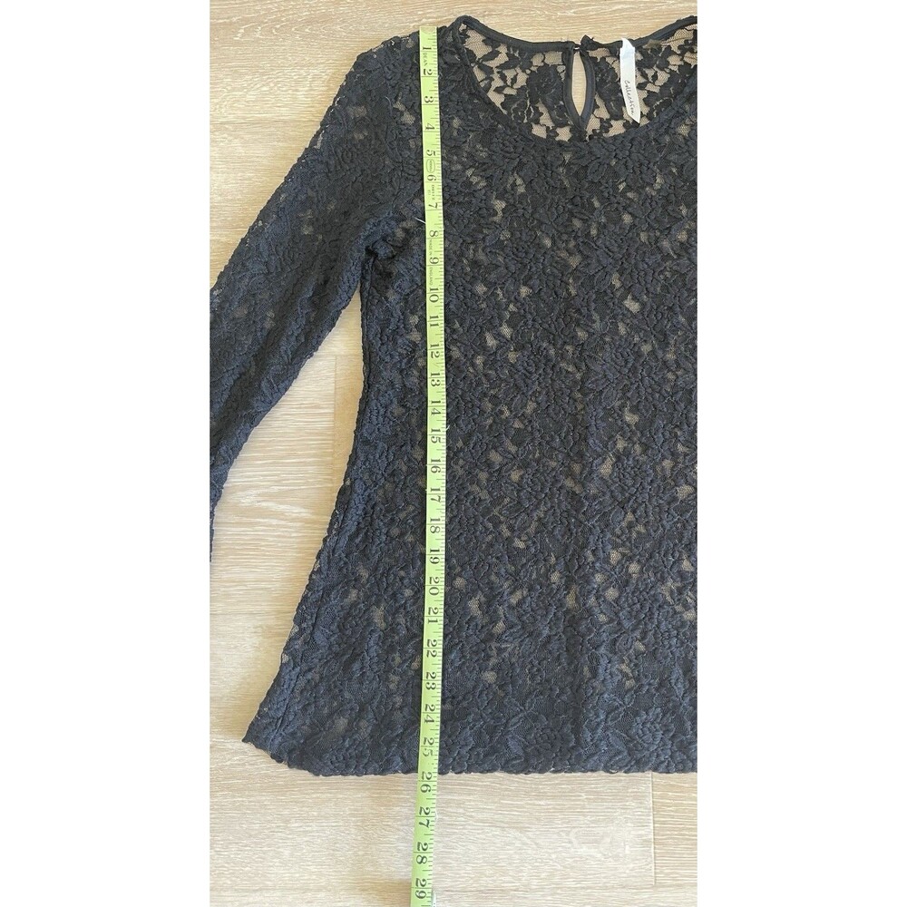 Black Floral Lace Bell Sleeve Blouse Women’s Small Whimsygoth Gothic Sheer Top - Picture 8 of 9